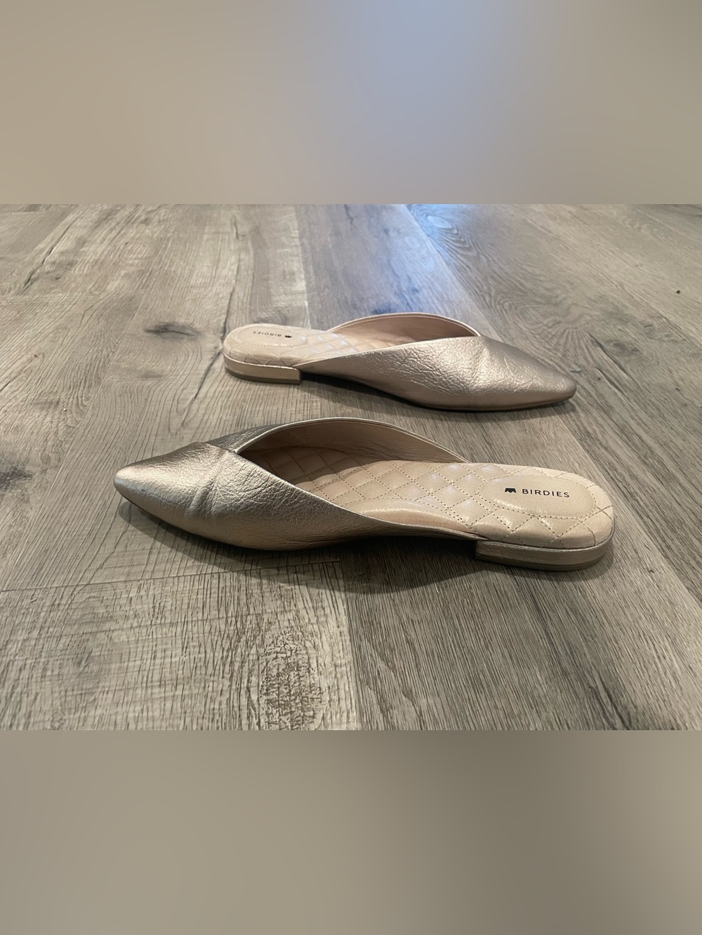 Birdies Metallic Gold Slip-On Pointed Mule Size 10.5
